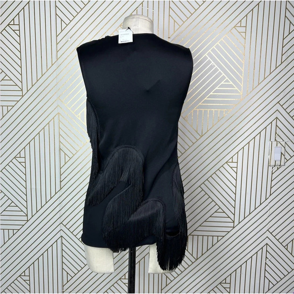 Stella McCartney Fringe Trimmed Sleeveless Top Black Size 36 / US 0-2 - Picture 6 of 11